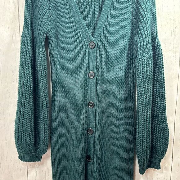 ELOQUII Dark Green Ribbed Button Front Sweater Dress Cozy Chic Minimalist Soft - Picture 11 of 16